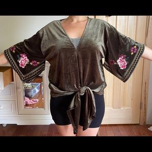 NWT Love Stitch Velvet Embodied Top